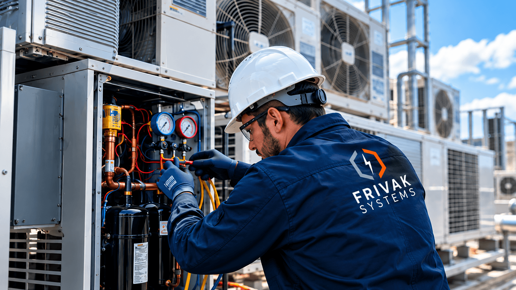 Técnico FRIVAK SYSTEMS realizando trabajos de refrigeración industrial